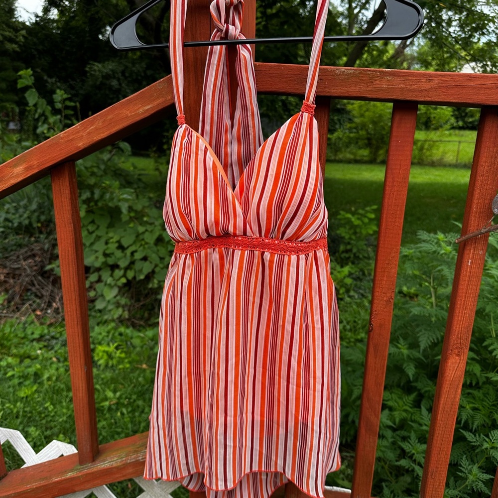Jordache Red and White Striped Halter top